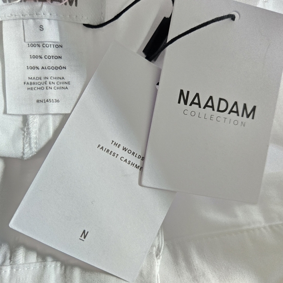 New NAADAM Pleated High Rise 100% Cotton Poplin Wide Leg White Pants Small/4 US - Picture 9 of 9